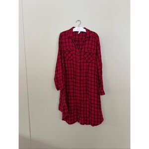 Isabel Maternity Red And Black Button Up Dress Woman’s Size XXL